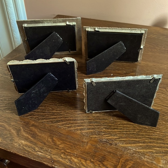 Set of 4 Jeweled Black Enamel & Silver Vintage Picture Frames - Picture 7 of 7